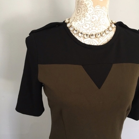 Mango // Green, Black Color Block Suit Dress S dr1 - Picture 2 of 8